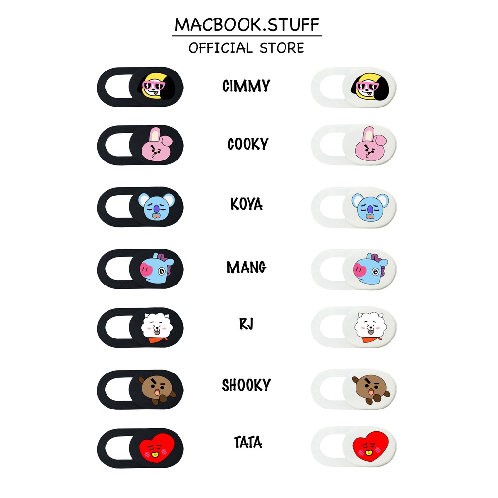 CUSTOM BT21 KOREA PELINDUNG PENUTUP WEBCAM KAMERA COVER CAMERA DEPAN BTS CIMMY COOKY KOYA MANG RJ SHOOKY TATA LAPTOP HP ASUS DELL SAMSUNG