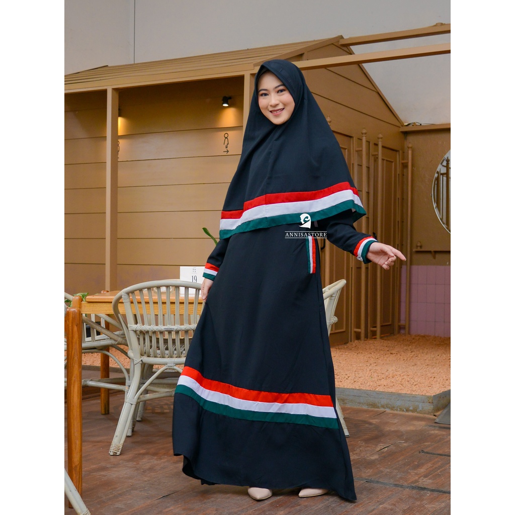Gamis Palestine Dewasa Wolfis only dress ORI Annisastore gratis masker tanpa hijab dan syal palestin