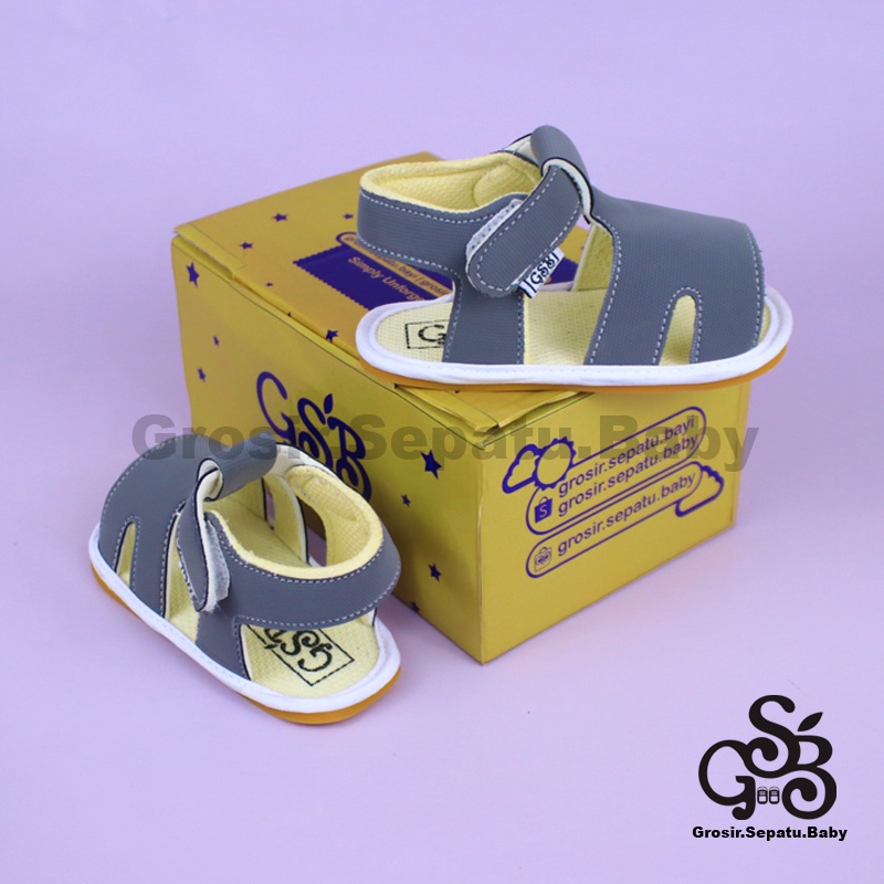 sandal bayi sepatu bayi sendal bayi laki laki perempuan prewalker bayi  umur 2 - 12 bulan model casual S02 polos ABU ringan fleksibel &amp; Anti Slip