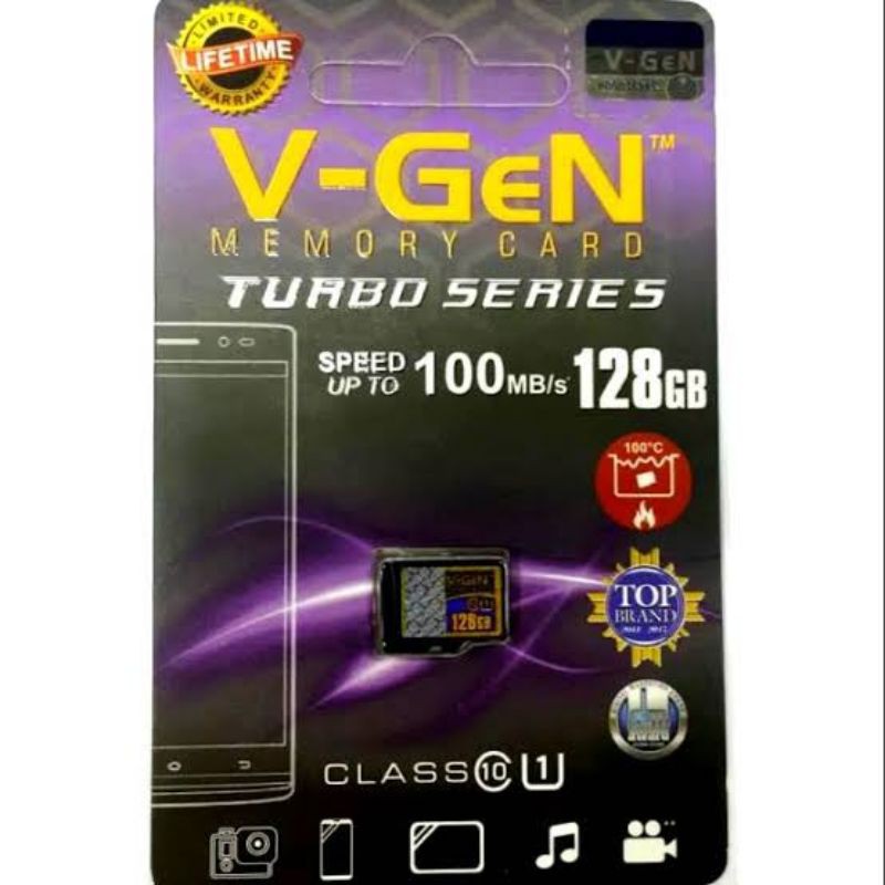 MEMORY CARD 128GB CLASS10 TURBO SERIES 100MBps/ KARTU MEMORY 128GB V-GEN