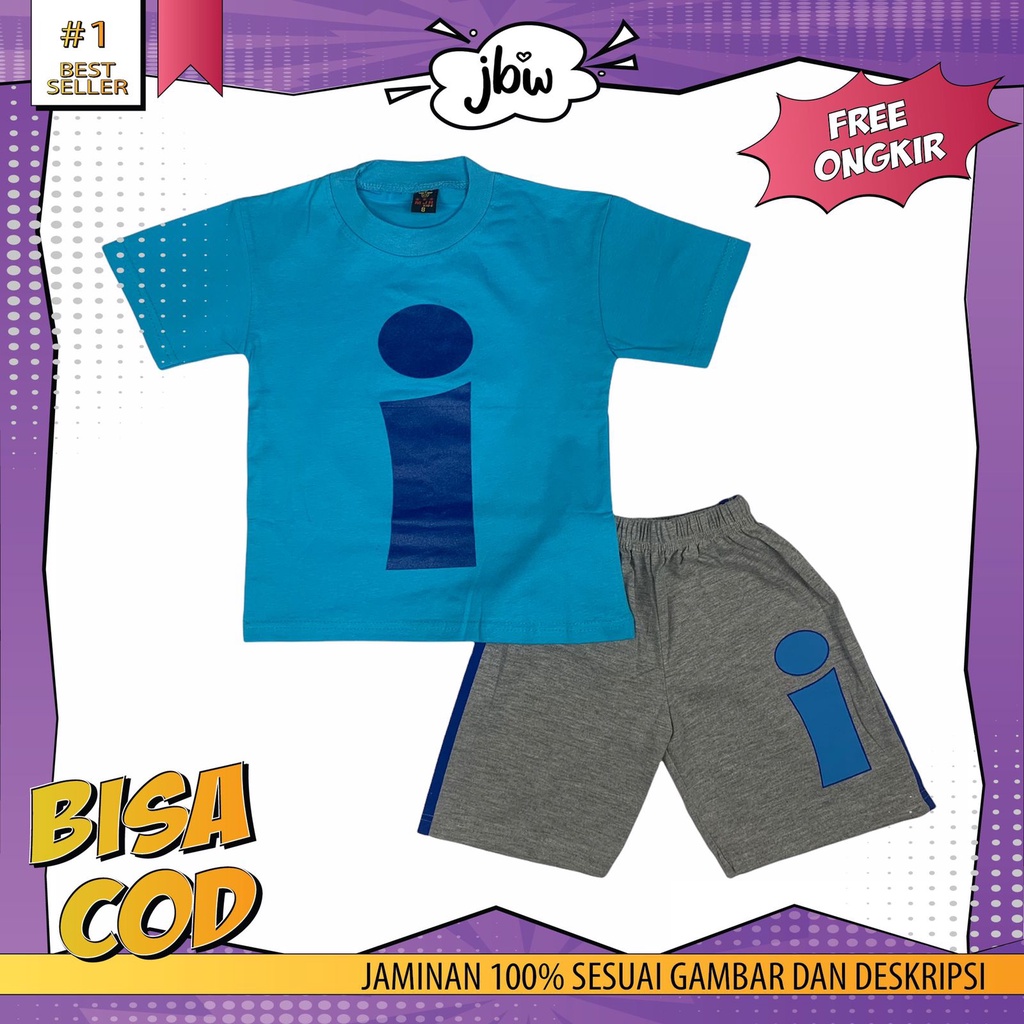 JBW (2 Varian) Setelan Baju Anak Cowok UPIN IPIN Usia 1-8Th Stelan Kaos Anak Cowo Set Anak Laki laki