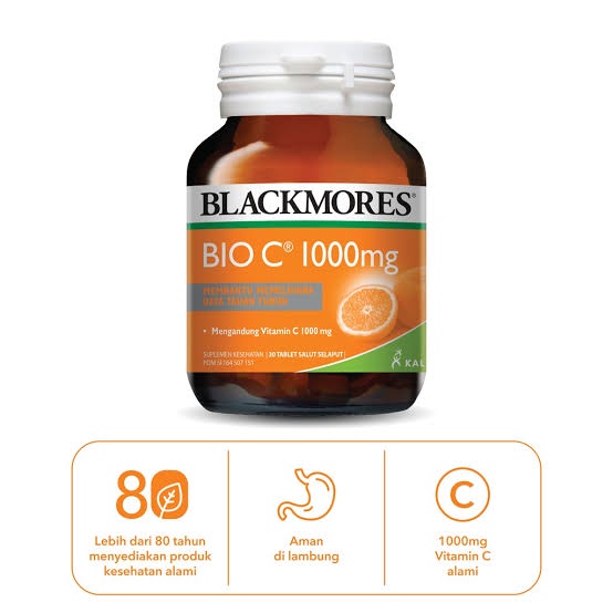 BLACKMORES VITAMIN C , DOSIS 1000MG ISI PERBOTOL 30 KAPSUL