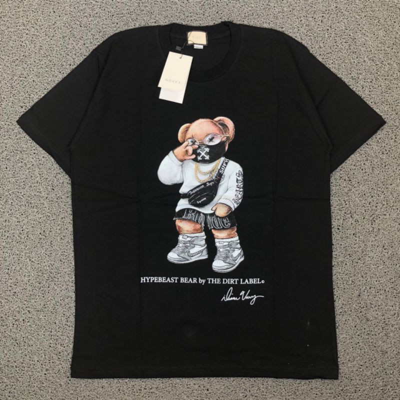 Kaos Gucci hypebeast Bear by The Dirt Label Basic Middle Printed Tees