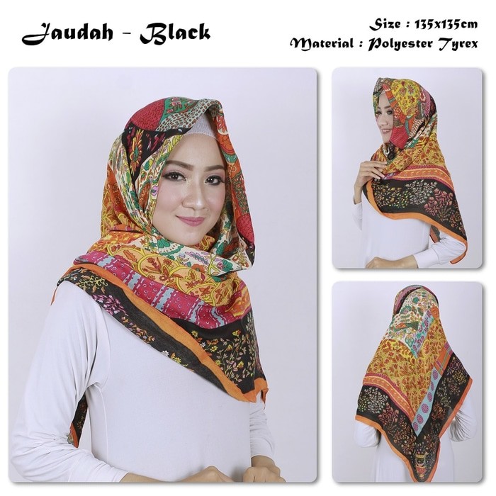 Jaudah | Bunga | Bahan Tyrex | Hijab Square / Scarf Impor