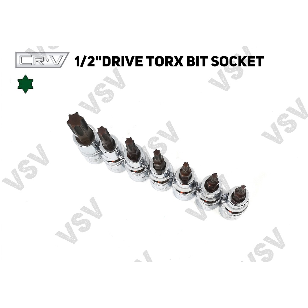 Gestar Torx Bit Socket 1/2&quot;Dr 9pc T20-T60 Kunci shock L Bintang Sock