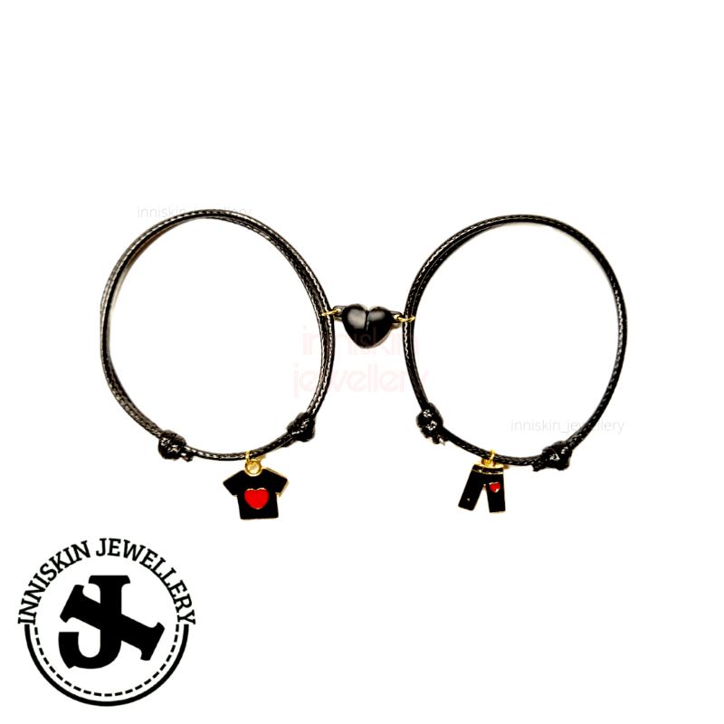 1 Pasang Gelang Couple Liontin Korea + Magnet Love Hitam / Gelang Couple Liontin Korea / Gelang Couple Love Magnet / Gelang Couple