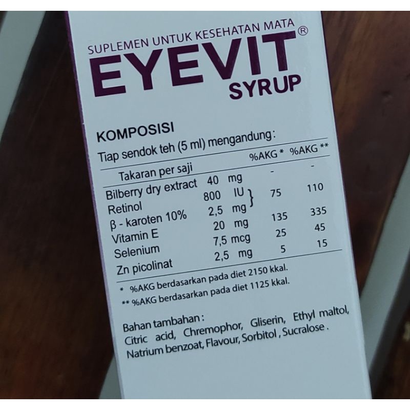 Vitamin Mata EYEVIT Sirup / Nutrisi bagi mata / Meningkatkan Fungsi Penglihatan