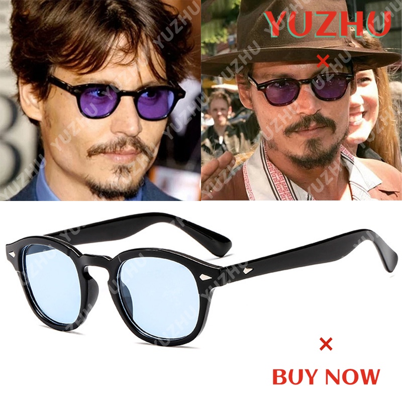 (YUZHU) Bayar di Tempat Johnny Depp Style INS Fashion Candy Color Small Oval Kacamata Hitam Wanita/Pria