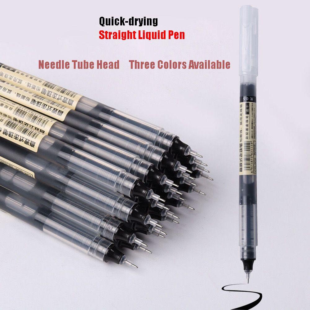 TOP Gel Pen Perlengkapan Siswa Kapasitas Tinggi 0.5mm Tabung Jarum Penuh Rollerball Pen