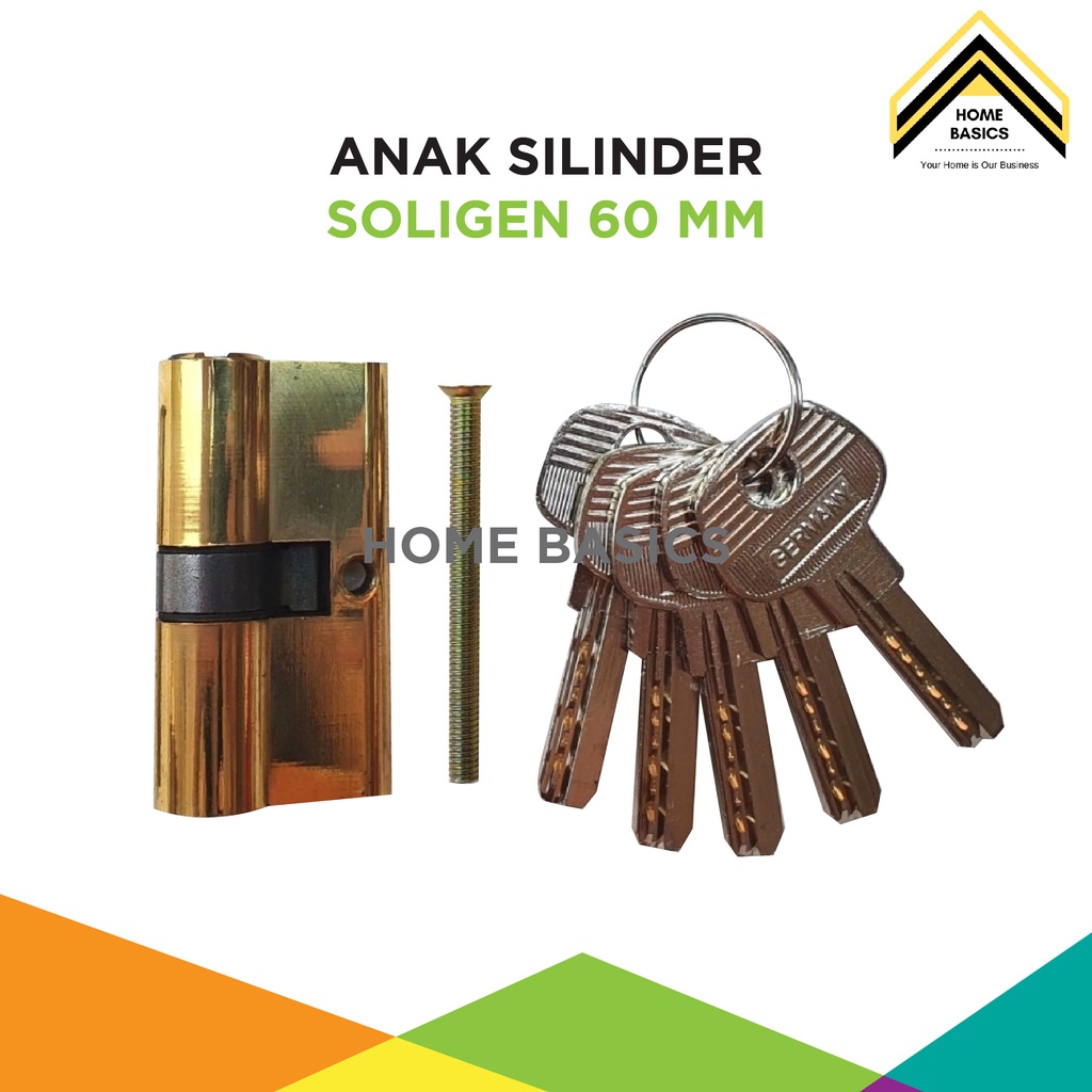 Anak Silinder Kunci Pintu Besar Soligen 60 mm Kuningan