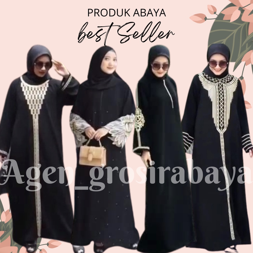 EXCLUSIVE ABAYA BORDIR ARA MURAH ABAYA CRISTAL ORIGINAL ABAYA JETBLACK ABAYA HITAM ABAYA TERLARIS