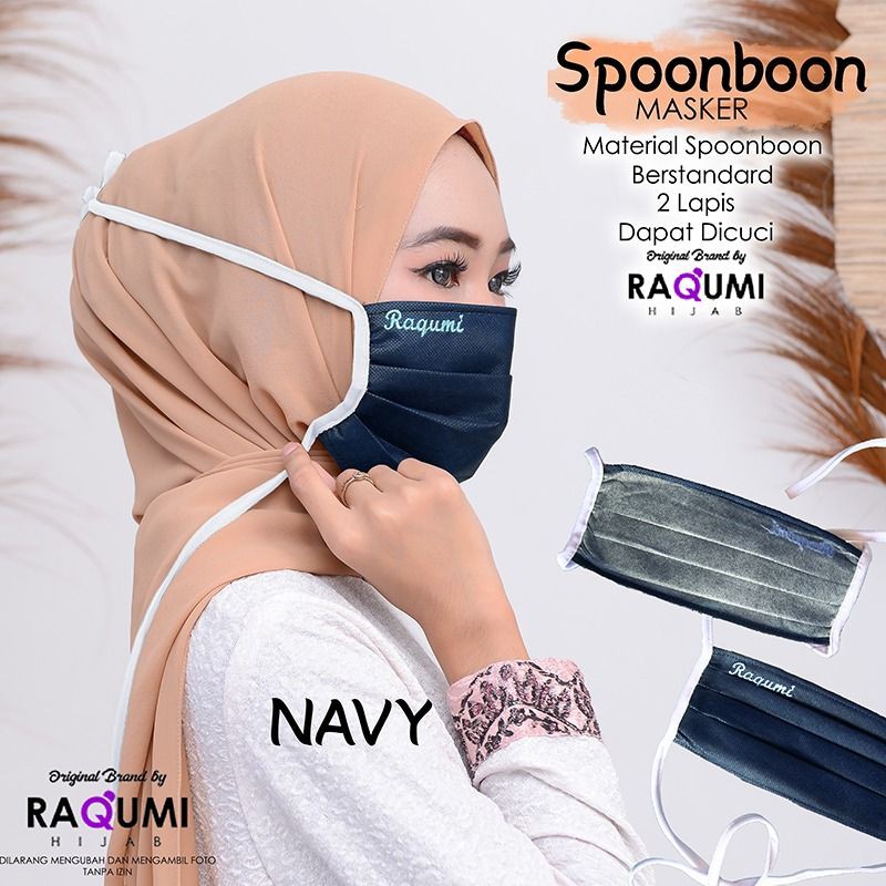 SPOONBOON MASKER ORIGINAL RAQUMI | New Raqumi Hijab | MASKER Raqumi | Masker Kain | Masker Hijab