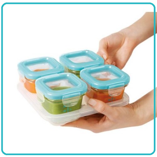 OXO Tot Glass Baby Blocks Freezer Storage Containers 4oz – Teal