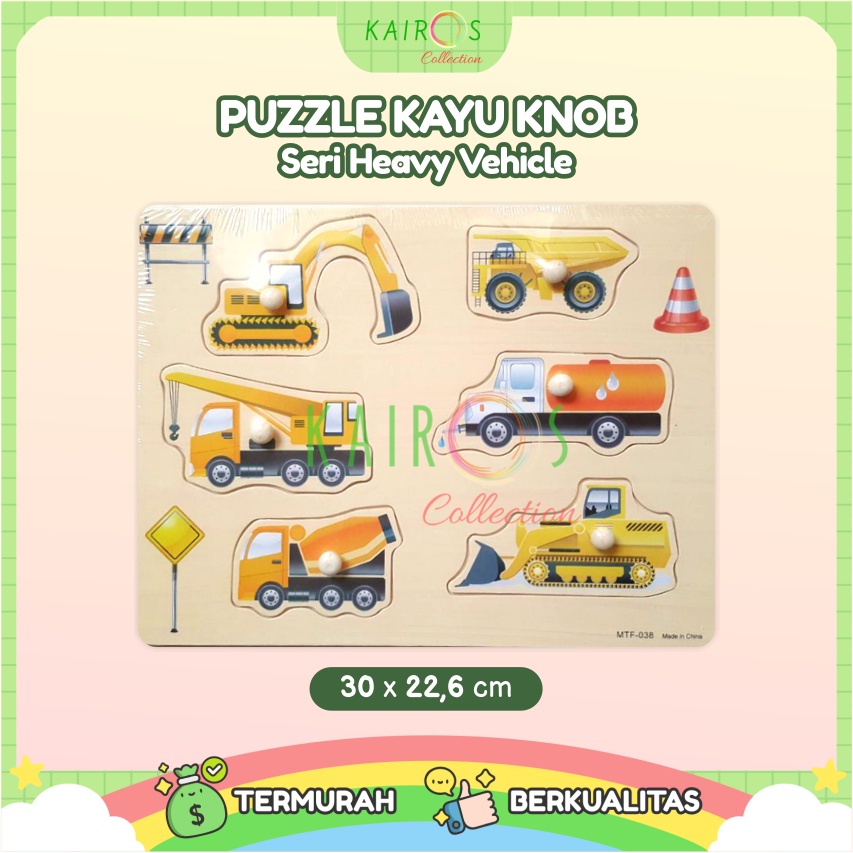 Puzzle Anak Kayu Knob Transportasi / Heavy Vehicle