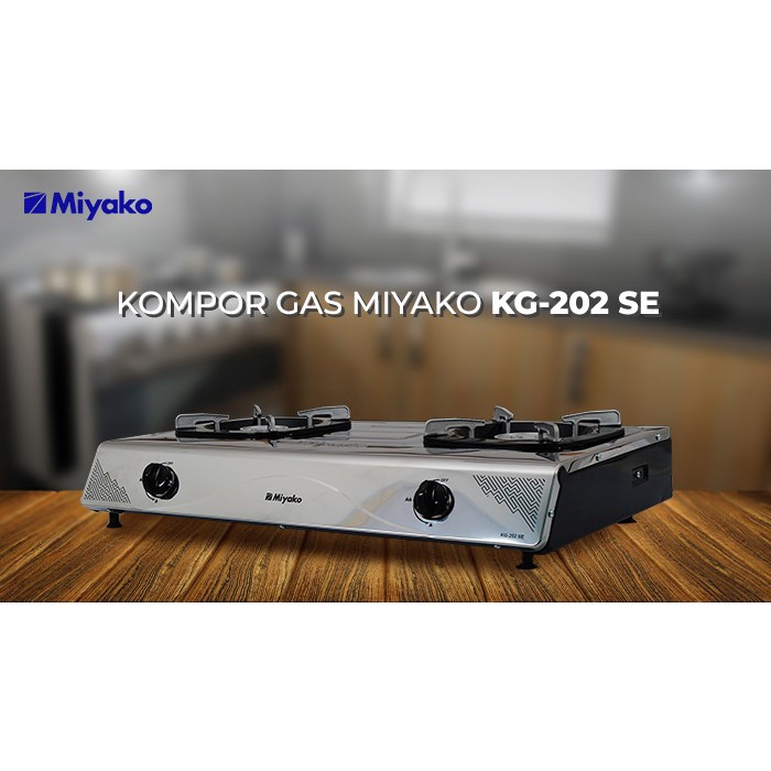 KOMPOR GAS MIYAKO KG-202SE 202 SE KOMPOR 2 TUNGKU STAINLESS STEEL