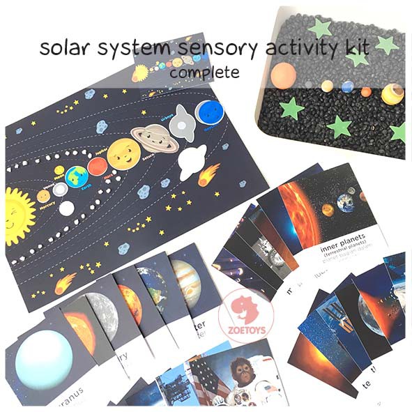 Zoetoys The Solar System Sensory Activity Kit | Poster Montessori Outer Space Planet Figures Tata Surya | Activity Cards Alat Peraga Edukasi