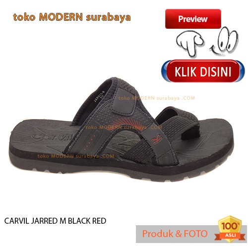 CARVIL JARRED M BLACK RED sandal pria sandal jepit jempol