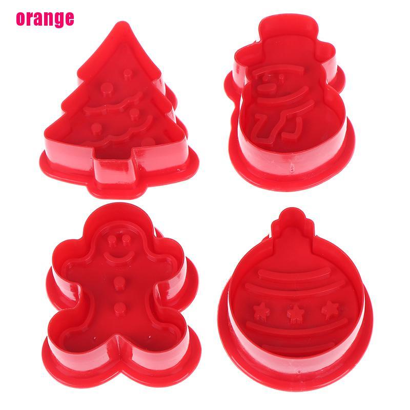 (Happy) 4pcs / Set Cetakan Kue / Biskuit 3d Diy Untuk Natal