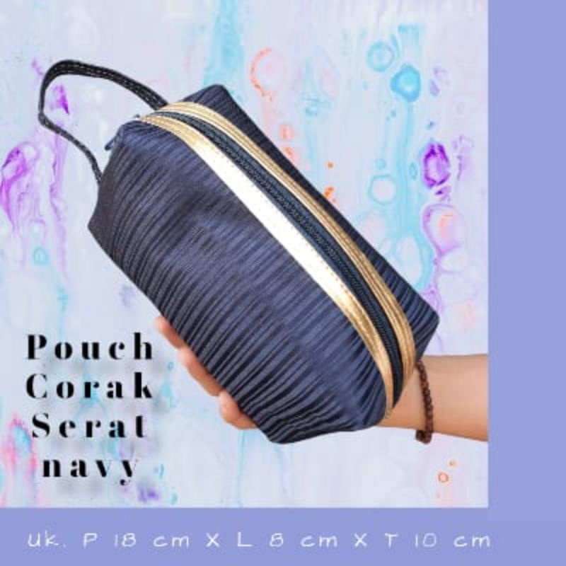 POUCH KOSMETIK CORAK LIST GOLD