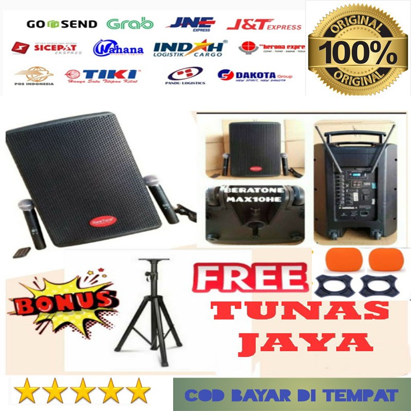 Speaker Wireless Baretone max10he Original 10inch max 10he plus stand speaker 1  busa 2 dan gelang2