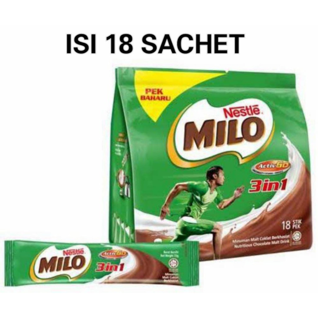 

MILO 3 IN 1 Original Malaysia isi 18 Sachet