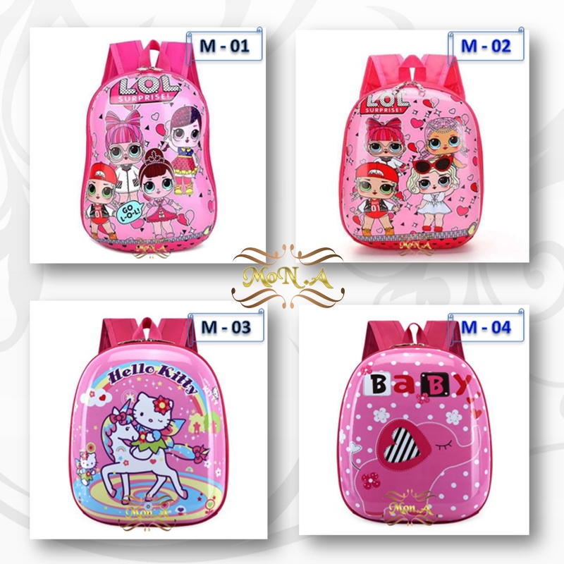 Tas Sekolah Anak Import- Ransel Telur Sekolah Anak TK / PAUD Motif Karakter - Cartoon Perempuan