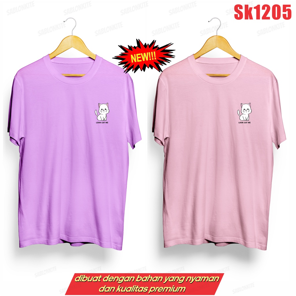 MURAH!!! KAOS LOOK CAT ME LOGO KECIL SK1205 THAILAND UNISEX COMBED 30S