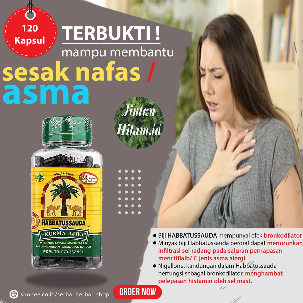 Habbatussauda Habatusauda Kurma Ajwa 120 Kapsul Obat Asma Sesak Nafas Herbal Indonesia