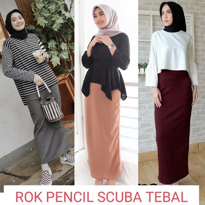 Rok Span Scuba Panjang Premium / Rok Span Maxy Premium