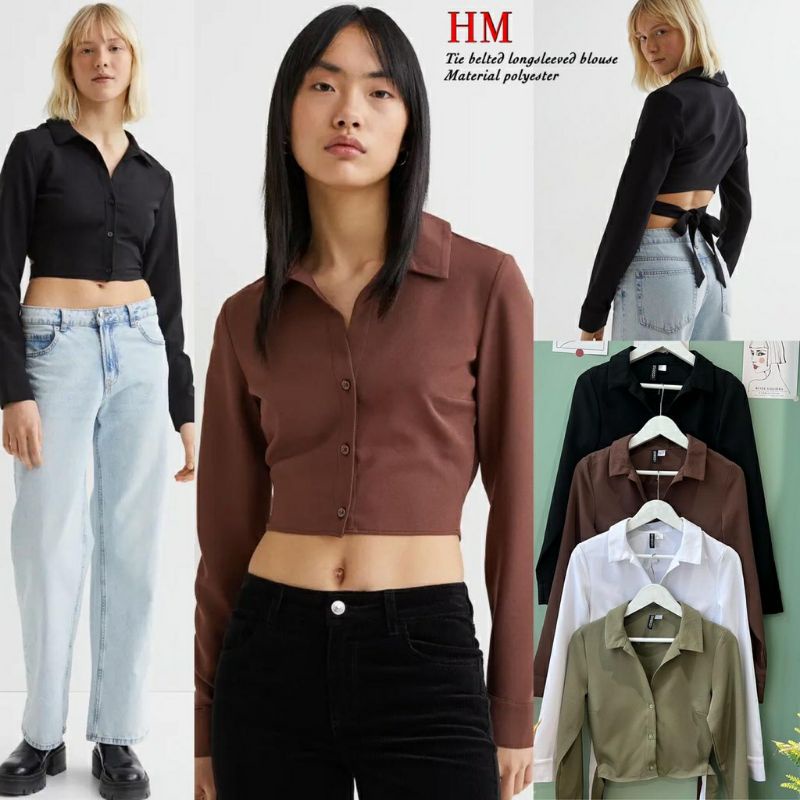 Hm longsleeved tie belted blouse