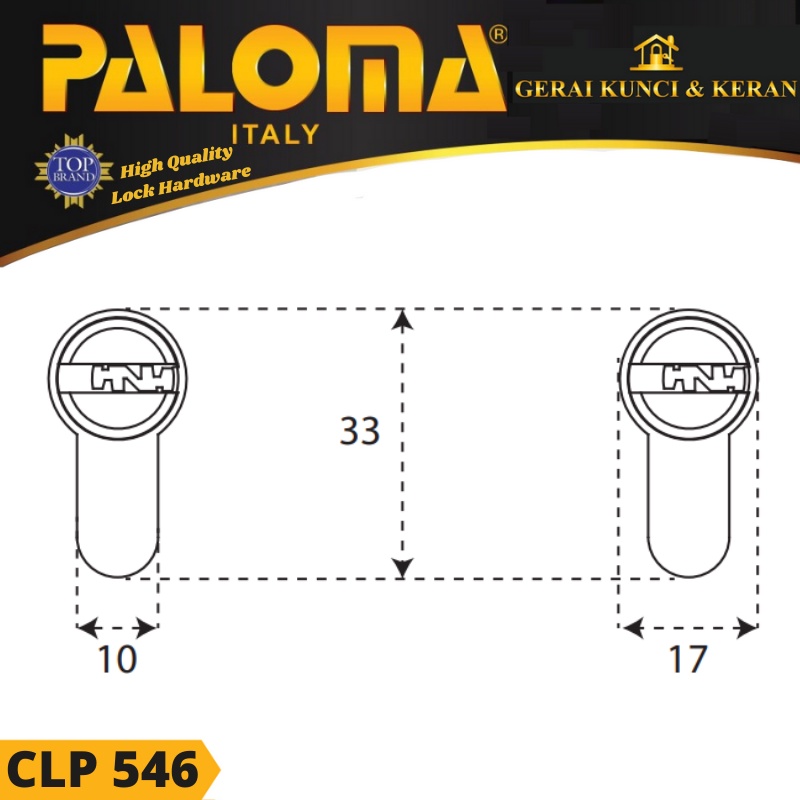 KUNCI Double Cylinder PALOMA CLP 546 80MM Computer Key HITAM MATTE BLACK