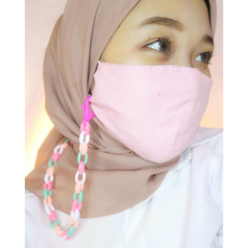 kalung masker akrilik chain/tali rantai strap masker korea artis kekinian landyard pastel