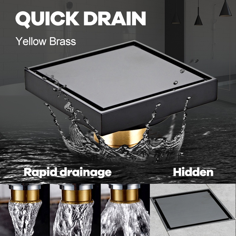 Floor Drain Brass/Stainless Anti Serangga Saringan Got Anti Bau/Anti Kecoa Hitam Tak Terlihat Floor Drain