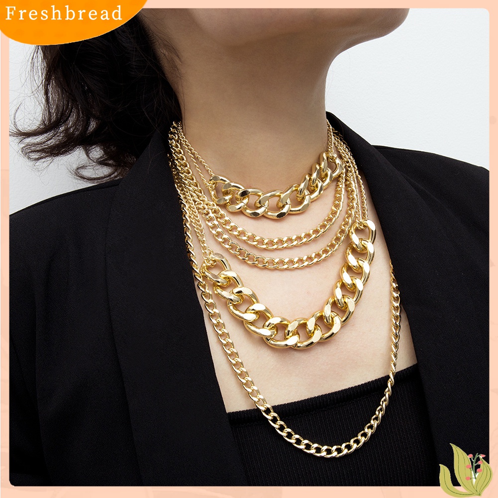 Fresh| Kalung Rantai Multilayer Gaya Punk Rock Hip hop Untuk Wanita