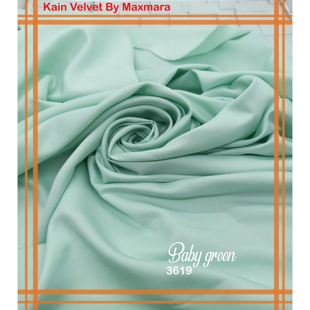 Bahan Multi Kain Satin saten Velvet maxmara Polos bridesmaid Meteran Super A Grade-3619 baby green