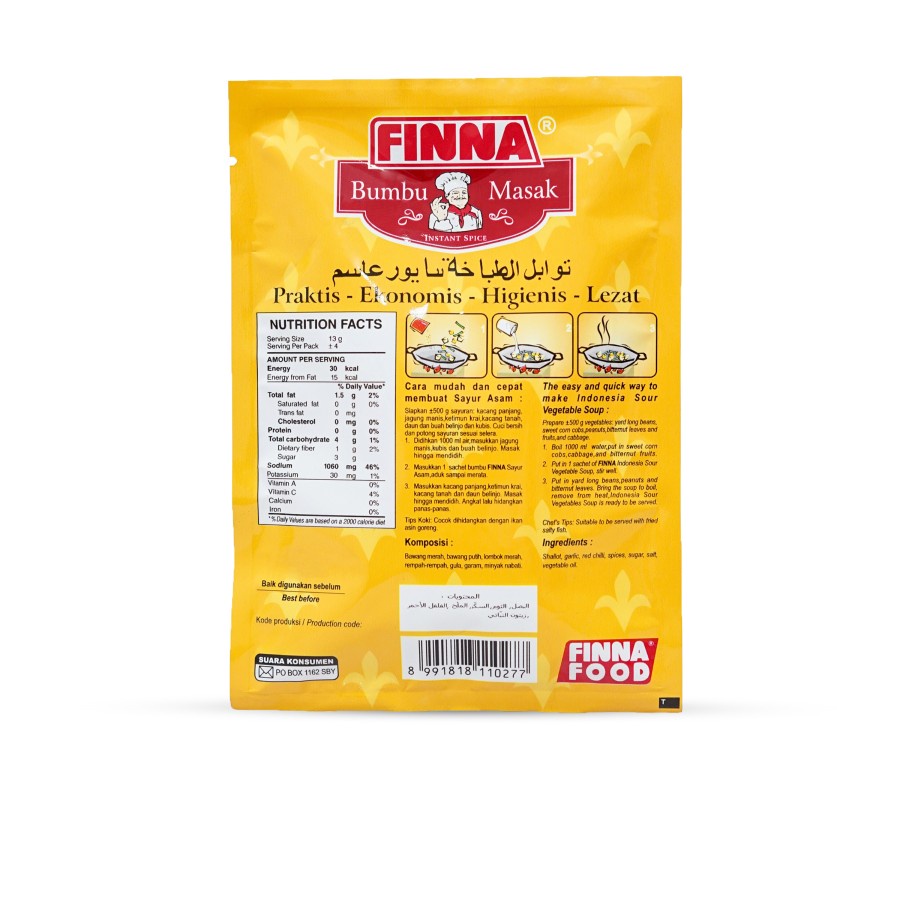 BUMBU MASAK SAYUR ASAM FINNA 50GR SACHET HALAL