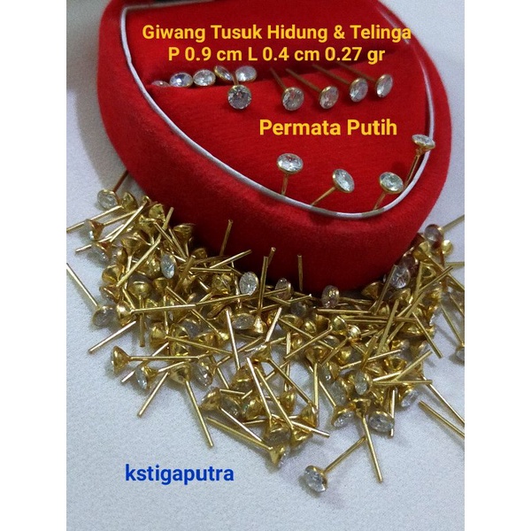 Tindik  Hidung Mata bayi kecil&sedang Perak 925 berlapis Emas 24 K