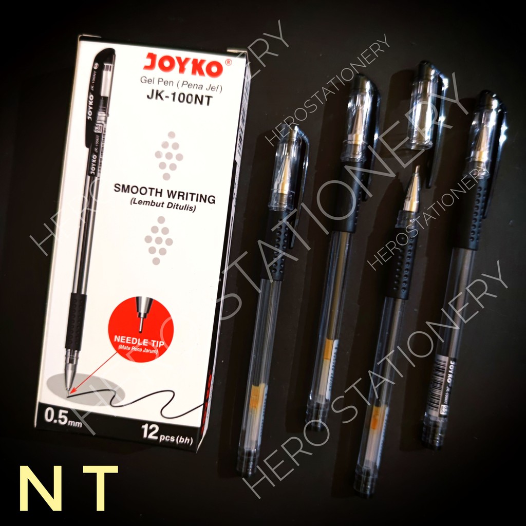 

Pen gel joyko smooth writing 0.5 mm JK-100NT tinta hitam . 12 unit
