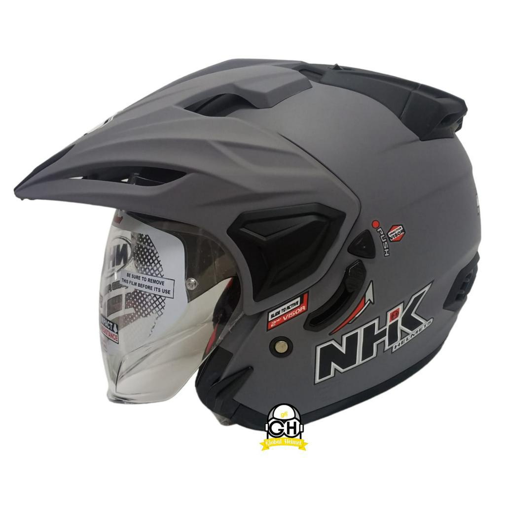 HELM HALF FACE NHK PREDATOR CRYPTON SOLID DIM GREY DOFF DOUBLE VISOR