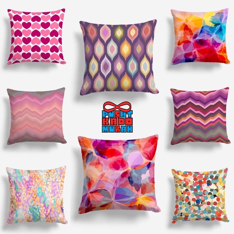 Bantal Sofa Print Motif Abstrak Purple and Rainbow 40x40 cm - Pusat Kado Murah