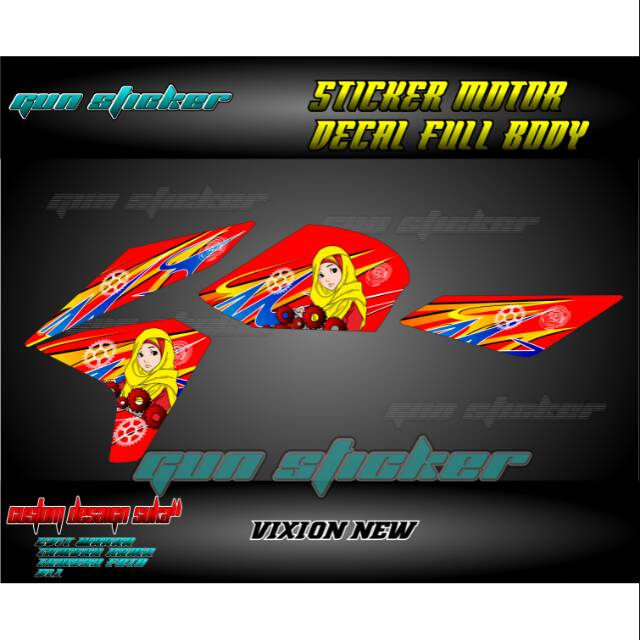 Striping variasi vixion new hijab merah