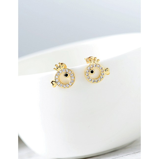 LRC Anting Tusuk Fashion Gold S925 Silver Needle Small Fish Zircon Earrings D15314