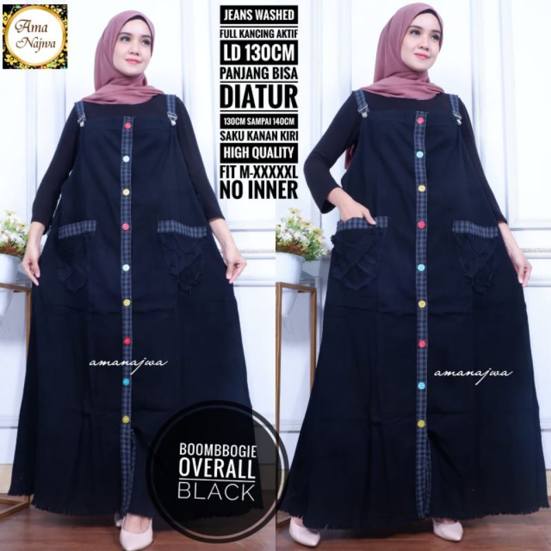 BOOMBBOGIE OVERALL JEANS WASHED FULL KANCING AKTIF LD 130CM PANJANG BISA DIATUR 130CM-140CM SAKU KAN