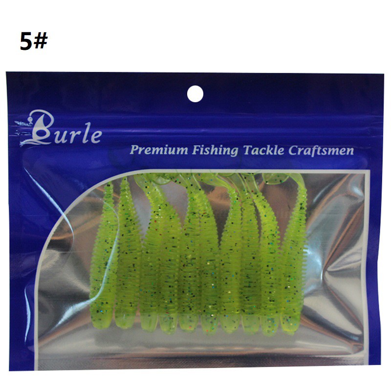 10pcs / lot Umpan Pancing Soft Bait Bentuk Cacing Bahan Karet Silikon Ukuran 50mm 0.7g