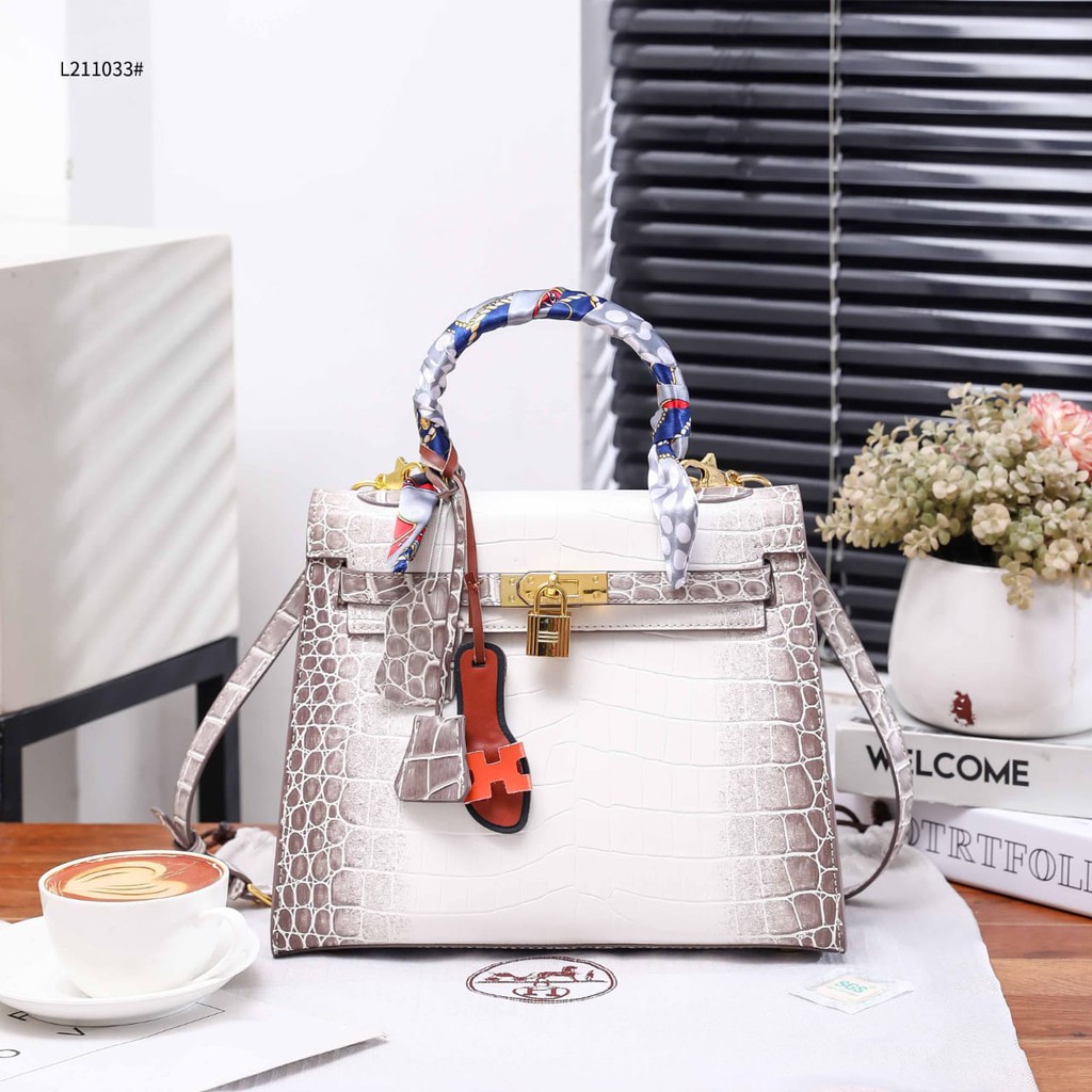 Tas HK Niloticus Croco Himalaya GHW Handbag P1033