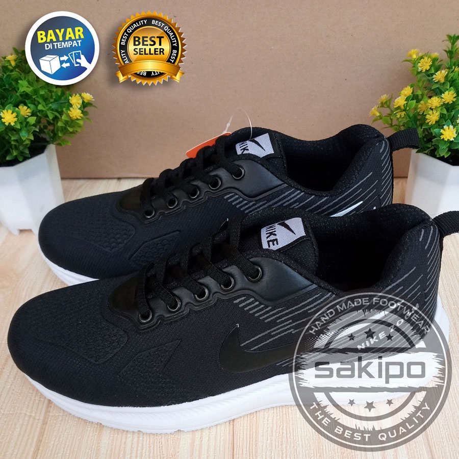 PROMO 7.7 !! SEPATU SEKOLAH HITAM SOL PUTIH RINGAN DIPAKAI / SEPATU SEKOLAH HITAM BERTALI / SEPATU SNEAKERS HANGOUT KERJA SENAM OLAHRAGA AEROBIK / SAKIPO