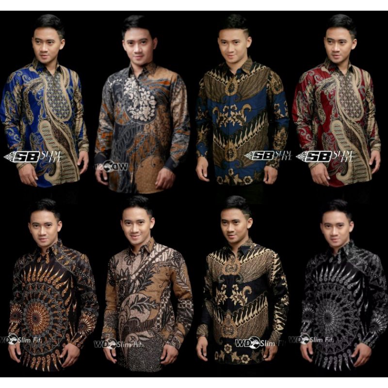 Batik Pria Lengan Panjang BATIK NAKULA HRB026 motif KERATONAN Kode 002 size M L XL XXL Reguler