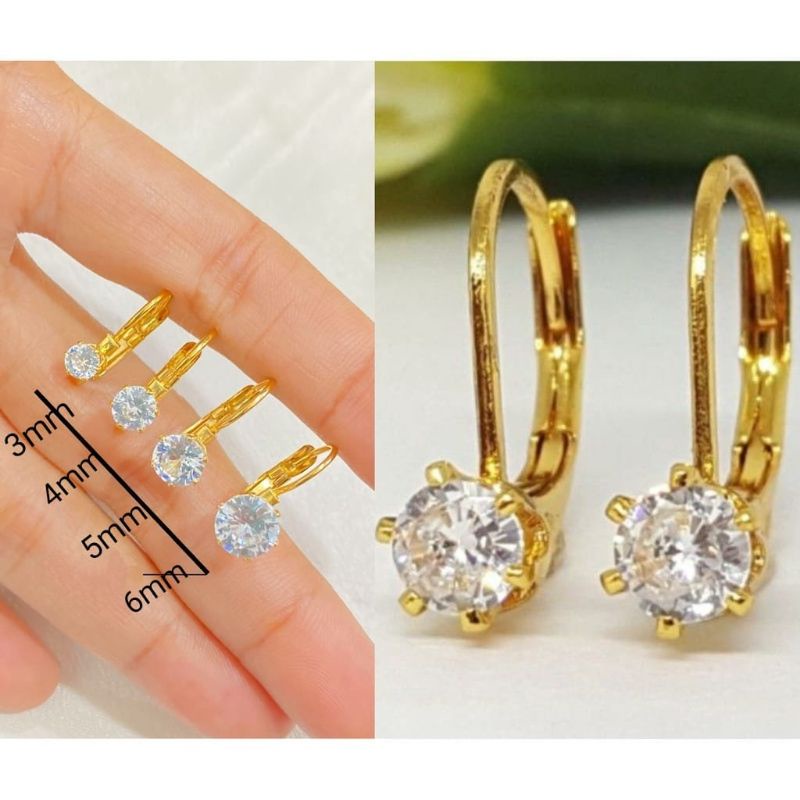 Anting Desy Xuping Emas Permata Putih Wanita