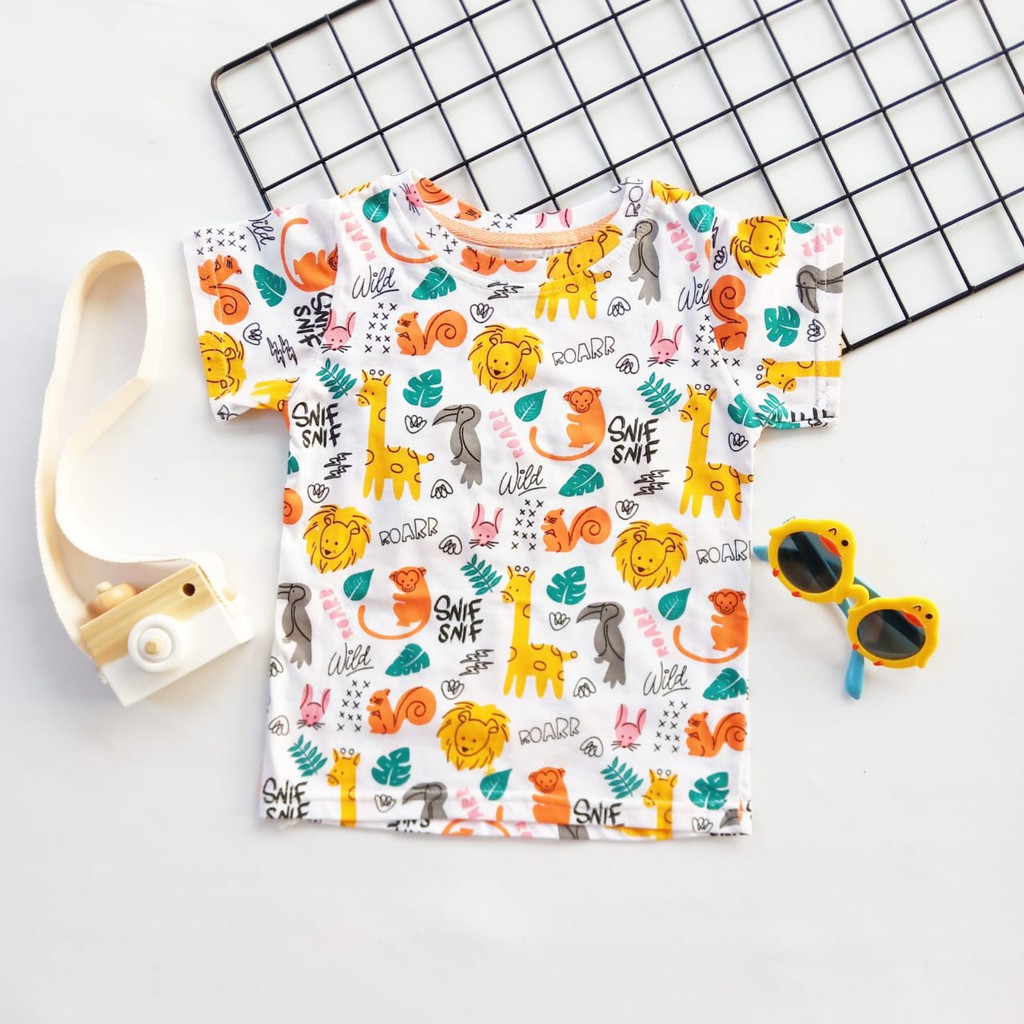 ATASAN ANAK  FULL  MOTIF ANIMALS CRAYONS KAOS  ANAK  FULL  