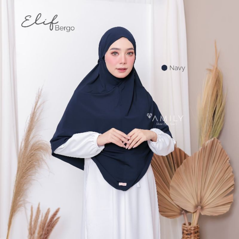 elif bergo hijab instan kekinian original amily-Navy